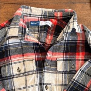 Old Navy Men's Flannel Plaid Shirt - Red, Blue, Cream